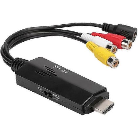 Convertisseur vidéo HDMI vers RCA pour TV, magnétoscope VHS, DVD, adaptateur ABS noir (1/5)
