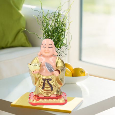 Petite statuette de Bouddha Maitreya debout, alimentée à l'énergie solaire, idéale pour la maison, le bureau, la voiture ou comme cadeau statuette de Bouddha à énergie solaire. (1/5)