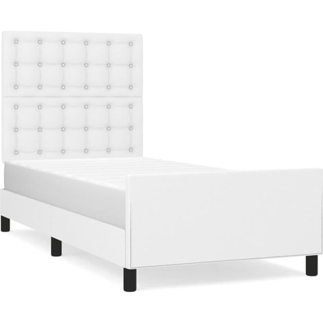 Maison Exclusive - Bettgestell mit Kopfteil Weiß 90x190 cm Kunstl