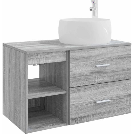 Juego de muebles de baño 2 pcs Sonoma gris Madera de ingeniería vidaXL