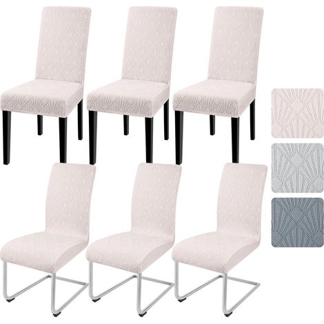 Stuhlhussen 6er Set Jacquard elastisch für Schwingstühle und Freischwinger, Beige (1/5)