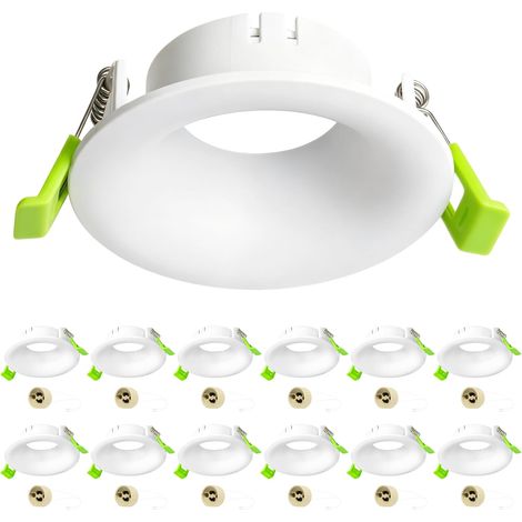 GU10 Recessed Spotlight Bracket, Deep Design LED Recessed Spotlight Frame with GU10 Socket, Without Bulb, Matte White, Round Ceiling Spotlight for Bathroom (1/5)