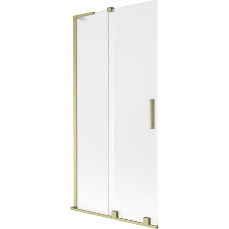 Mexen Velar L mampara de ducha corredera de 2 hojas 90 x 150 cm, escarchado, oro cepillado - 896-090-003-31-55 (1/5)