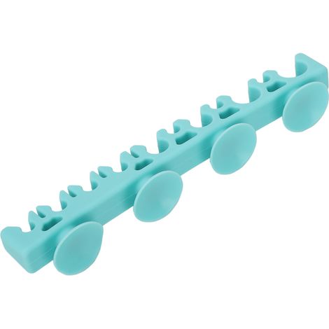 Support mural pour sécher pinceaux de maquillage en silicone, porte-brosse à dents bleu, fixation par ventouse, organisateur de rangement salle de bain (1/5)