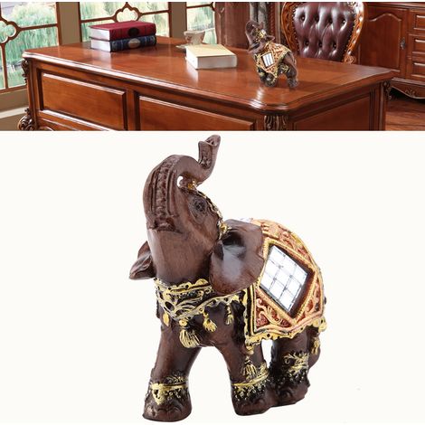 Statuette Éléphant en Bois Feng Shui pour la Prospérité, Décoration Intérieure Porte-Bonheur Cadeau (Petit Modèle) (1/5)