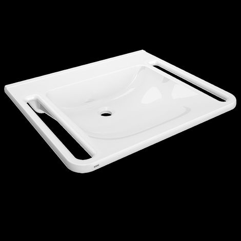 KWC Einzelwaschtisch, MEDCARE, MIRANIT, 650x150x550 mm, Weiß, Griff (1/2)