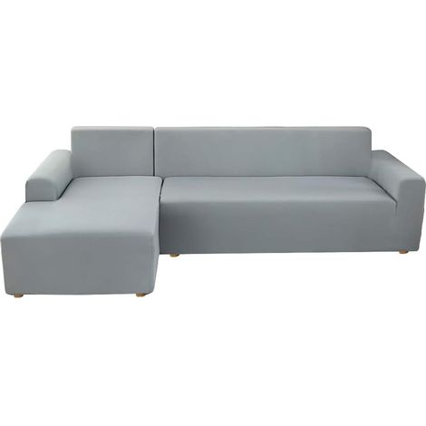 Corner Sofa Cover with Extendable Armrests, Sofa Cover Model L Elastic Sofa,Easy to Install and Wash,Smoke Gray Corner Sofa Cover,2 Seater+2 Seater (1/5)