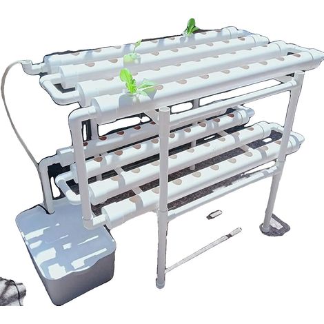 Kit de culture hydroponique, design à 2 couches, 72 trous de plantation, BLANC