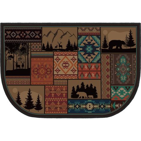 Kaminvorleger, feuerhemmender Teppich im Südwest-Chalet-Stil, geeignet für Holzöfen und Küchen (klassisches Design, 15 x 23 Zoll)