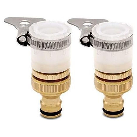 CT Universaladapter für Badezimmerarmatur an Gartenschlauch, 1/2 Zoll und 3/4 Zoll 2-in-1 Innengewinde auf Schlitzadapter (1/4)