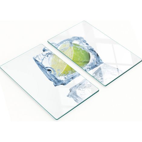 Tableros decorativos multifuncionales de vidrio templado color verde lima hielo, 2x30x52 cm.