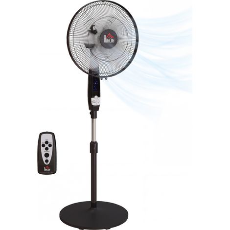 HOMCOM 40 cm Oscillation Cooling Fan with Remote Adjustable Height Black