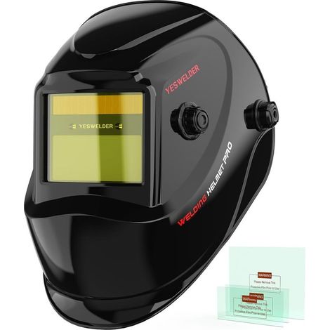 Schweißmaske – Automatik-Schweißhelm – Blaulichtfilter 4/9-13, Reaktionszeit 1/30000 s, für MIG-, WIG- und Schleifschweißen, Schwarz, 92,5 x 42,5 cm (1/5)