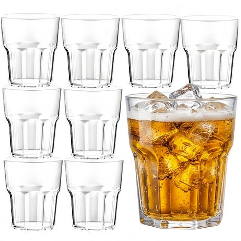 Lot de 8 verres réutilisables en plastique acrylique incassables, passent au lave-vaisselle pour toutes les boissons, design robuste pour la maison, les fêtes et l'extérieur (sans BPA) (1/5)