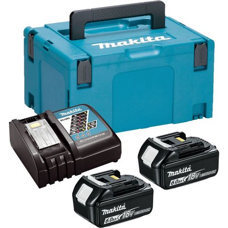 Makita BL1860 18v 2 x 6.0ah Lithium Batteries DC18RC Fast Charger + Makpac Case (1/3)