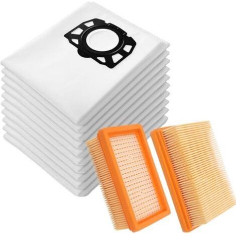 Packung mit 15 KFI 487 2.863-006.0 Staubsaugerbeuteln + 2 KFI 4410 Filtern für Kärcher WD4 WD5 WD6 WD5P WD6P Premium MV4 MV5 MV6 Staubsauger 2.863-005.0 (17)