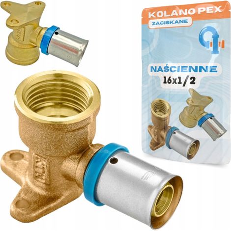 GOMITO PEX 16x1/2 Connettore a pressione per montaggio a parete con gancio (1/5)