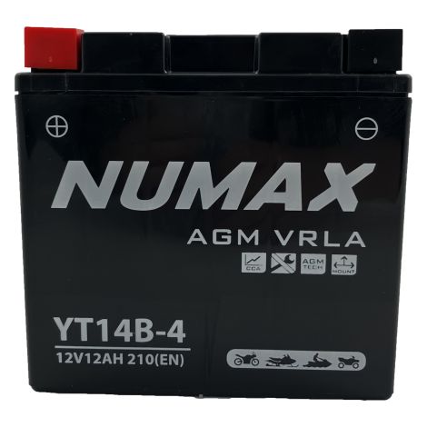 Batterie moto Numax Premium AGM YT14B-4 12V 12Ah 210A (1/2)