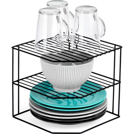 Etagere de cuisine en metal noire trois niveaux construction dangle