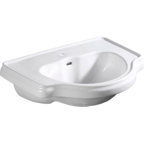 Lavabo semi-encastré RETRO en céramique 62x45,5cm, blanc (1/5)