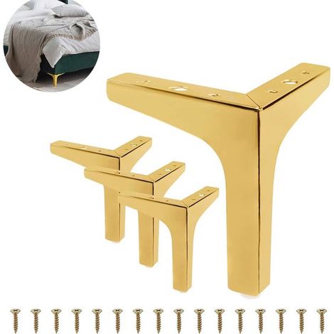 Pieds de meuble triangulaires en métal, lot de 4, 13 cm, vis incluses. Charge admissible élevée. Pieds de table, élément de table S. (1/5)