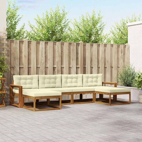 vidaXL Outdoor-Sofagarnitur mit Kissen 6 pcs Natur und Creme (1/5)
