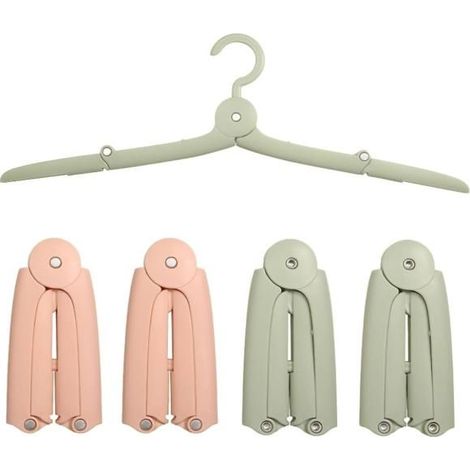 Cintres de Voyage Pliables, Cintres Pliants et Portables, Gain de Place et Facile à Transporter (Lot de 4 Rose Vert) (1/5)
