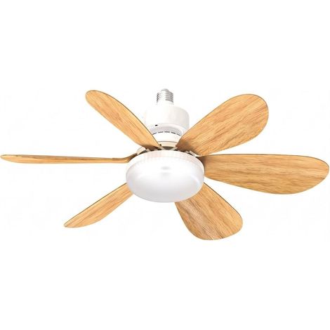 Ventilateur de plafond – avec télécommande – LED 3 couleurs – 3 vitesses silencieux – 52 cm – finition bois – pour salon chambre (1/5)
