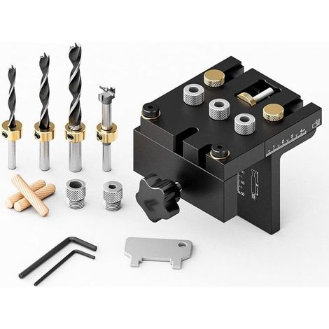 Kit de Guide de Forage à Bois, Localisateur de perforateur à Bois 3 en 1 Positionneurs de Trous de perçage Outil de kit de gabarit de Trou de Poche (1/5)