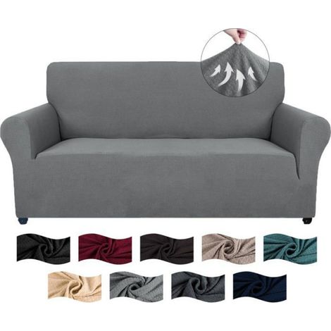 Housse Canapé 2 Places avec Accoudoirs, Extensible Housses de Canapé, Housse Fauteuil Antidérapante, Gris Clair (1/5)