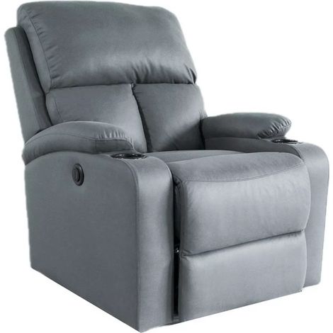 Sillón relax levantapersonas eléctrico Easy tapizado en tela gris, 101cm(alto) 81cm(ancho) 93cm(fondo) (1/4)