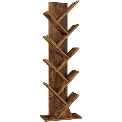 Bibliothèque moderne sur pied 20 x 38 x 115,2 cm avec 2 compartiments design rustique en aggloméré marron (1/2)