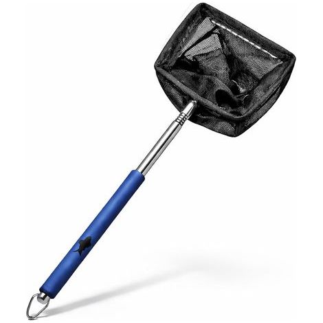 Aquarium Net, Telescopic Handle 20-55 cm, Fine Mesh 7x6 cm, Stainless Steel, Freshwater and Saltwater (1/5)