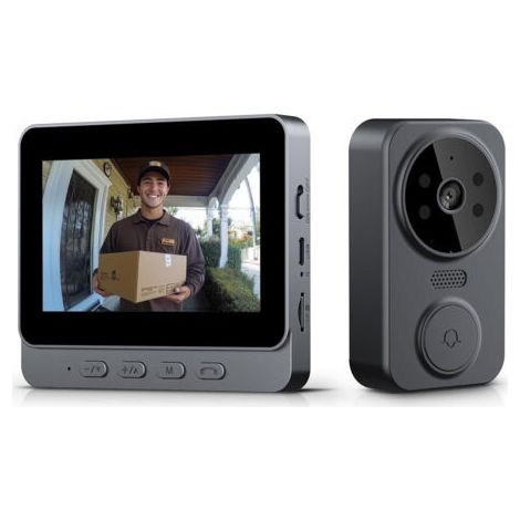 Sonnette sans fil avec caméra HD 30W – Visiophone extérieur Bluetooth – Écran 4,3' – Vision nocturne infrarouge 120° – Audio bidirectionnel (1/5)