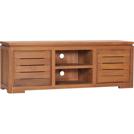 Meuble TV 110x30x40 cm Bois de teck massif (1/5)