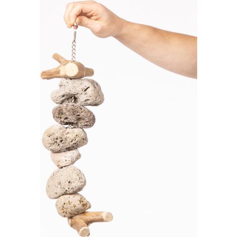 Brochette de pierre de lave de Java Brochette naturelle avec pierres de lave et bois de Java Soin des becs et des griffes des perroquets (1/5)