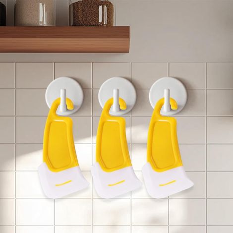 Ustensile multifonction spatule silicone 3 unités, résistant haute température pour cuisiner et nettoyer résidus huile sur poêle (1/5)