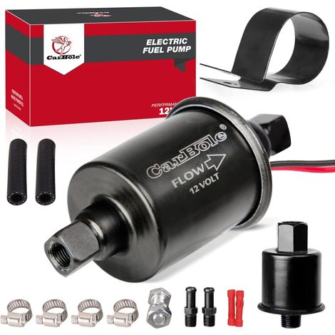 Carbole Pompe à Carburant Électrique Universelle 12V, 5-9 PSI  Pompe à Essence avec Filtre à Carburant, Pour Essence et Diesel, Cuivre Pur, Carte de Circuit Haut de Gamme, Noir (1/5)