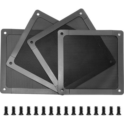 Filtres de Ventilateur en PVC, 120mm Filtre Grille Ventilation PC, Boîtier en Maille Anti-Poussière avec Cadre Magnétique, pour Ordinateur, Alimentations, Modems (4 Pièces, Noir) (1/4)