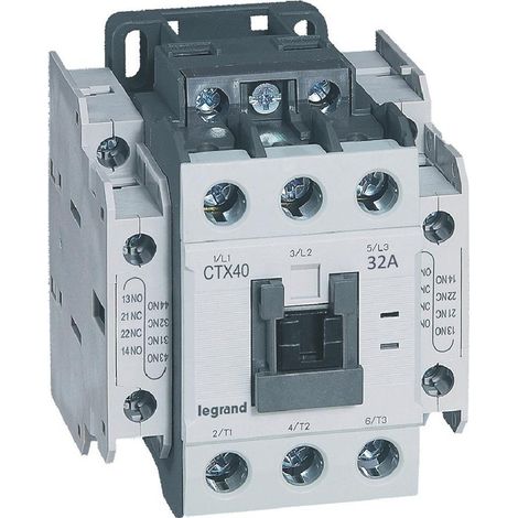 Contacteur de puissance CTX40 3 pôles 32A bornes à vis contacts auxiliaires intégrés 2 contacts NO et 2NF 24V (416121)