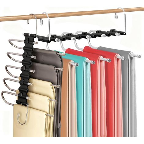 2 Cintre Pantalon, Acier Inoxydable, Antidérapant, Pliable, 5 En 1, Gain De Place, Pour Jeans, Écharpes (1/5)