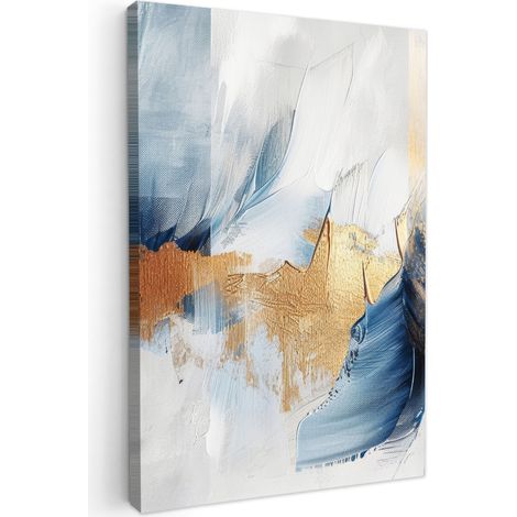 CUADRO EN LIENZO Oro - Azul - Acuarela - Arte - Moderno Pinturas 40x60 cm