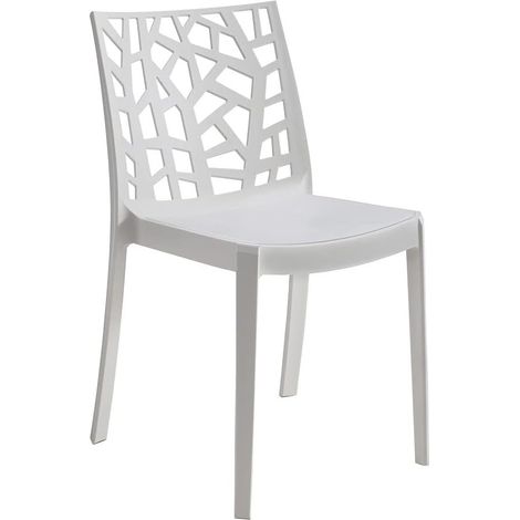GLOUPIE Sedia Matrix In Polipropilene Bianco, Dim. 55 x 47 x 82 Cm, Peso 4 Kg, Per Interno Ed Esterno, Made In Italy,Impilabili (1/5)