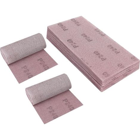 Tappetini in tela abrasiva 115 x 230 mm, 25 pezzi di carta vetrata, grana 240, per lucidatura e rimozione della ruggine con levigatrici roto-orbitali.