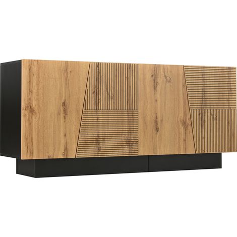 GagaBuffet 160 cm noir bois, etagere reglable (1/5)