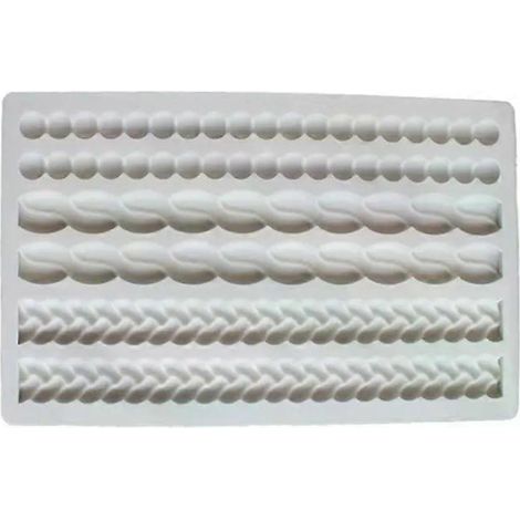 Moule en silicone pour gâteau fondant - Motif tressé en perles, gris (1/2)