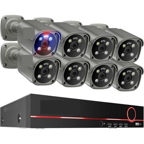 Système de caméra de sécurité à domicile Système de caméra de sécurité 4K Ultra HD 8MP POE NVR Audio bidirectionnel détection de visage couleur Vision nocturne CCTV ensemble de Surveillance vidéo ( Si (1/5)
