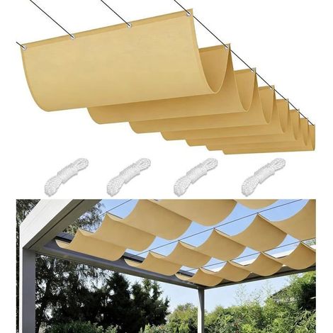 Voile à vagues rétractable – rectangulaire, étanche, protection UV – 2 x 4 m, sable 2 x 4 m (1/4)