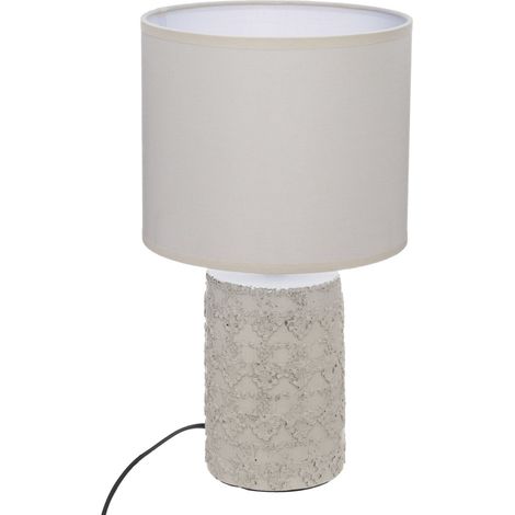 Atmosphera – Lampe de chevet ethnique Melo – Grès et abat-jour PVC – Diam. 19 x H. 33,5 cm – Culot E14, puissance 40W – 1,48 kg