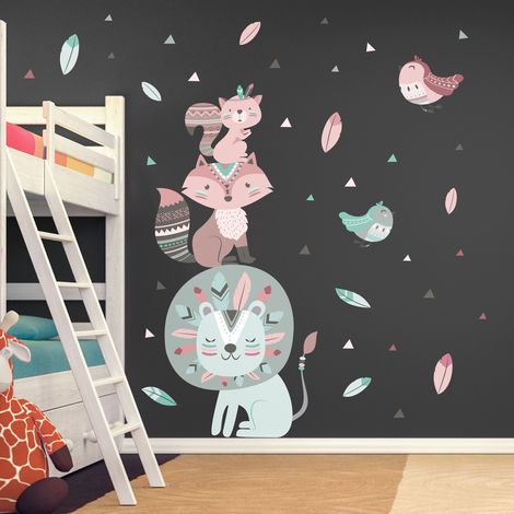 Stickers muraux Sticker Mural Autocollant - LION LE CHEF DE LA TRIBU - Stickers adhésifs - 95x70cm (1/5)
